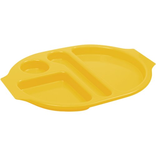 Compartment Fast Food Tray Yellow Polycarbonate (PC) 377x280x25mm | Stalwart DA-GZFH7164