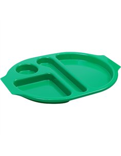 Compartment Fast Food Tray Green Polycarbonate (PC) 377x280x25mm | Stalwart DA-GZFH7166