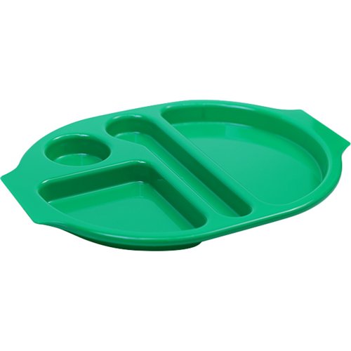 Compartment Fast Food Tray Green Polycarbonate (PC) 377x280x25mm | Stalwart DA-GZFH7166