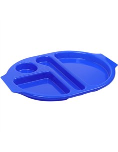 Compartment Fast Food Tray Blue Polycarbonate (PC) 377x280x25mm | Stalwart DA-GZFH7168