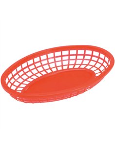 Oval Food Serving Basket Red Polypropylene (PP) 240×160×50mm | Stalwart DA-GZFH1302