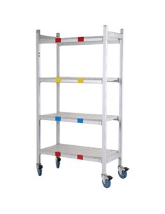 Mobile 4-Tier Shelving Unit with Castors Metal Frame with Polypropylene (PP) Shelves 915×350×1620mm | Stalwart DA-GZFH1602