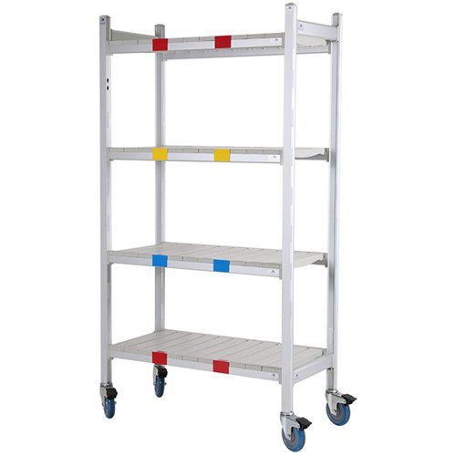 Mobile 4-Tier Shelving Unit with Castors Metal Frame with Polypropylene (PP) Shelves 915×350×1620mm | Stalwart DA-GZFH1602