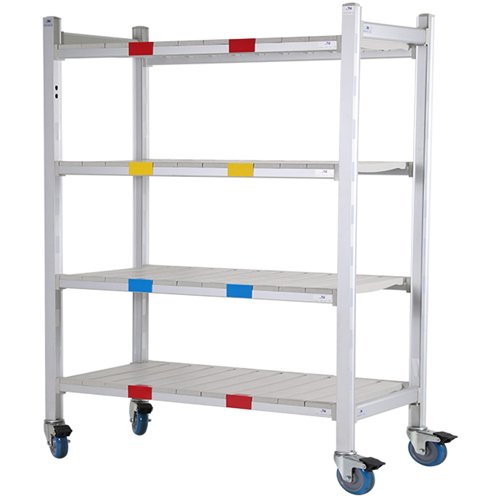Mobile 4-Tier Shelving Unit with Castors Metal Frame with Polypropylene (PP) Shelves 1220×350×1620mm | Stalwart DA-GZFH1604