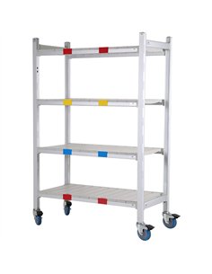 Mobile 4-Tier Shelving Unit with Castors Metal Frame with Polypropylene (PP) Shelves 915×460×1620mm | Stalwart DA-GZFH1606