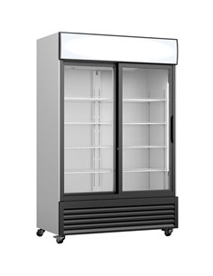 Commercial Twin Bottle cooler Upright 706 litres Fan assisted cooling Sliding glass doors Black&ampWhite | Stalwart DA-GDR555
