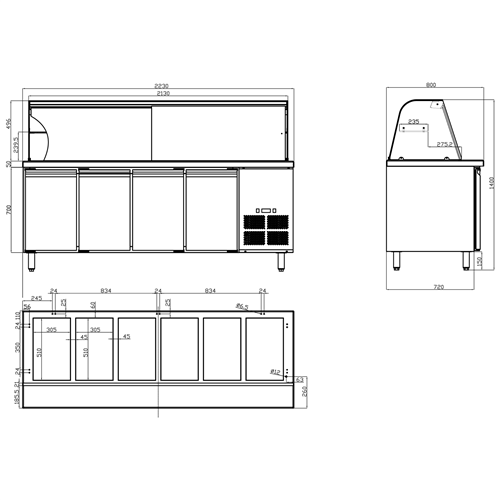 Refrigerated Counter with Display 6xGN1/1 | Stalwart DA-THSAI228