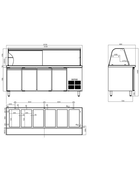 Refrigerated Counter with Display 6xGN1/1 | Stalwart DA-THSAI228