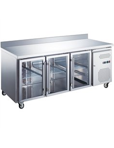 Commercial Refrigerated Counter with Upstand 3 glass doors Depth 700mm | Stalwart DA-RG32VGLASS