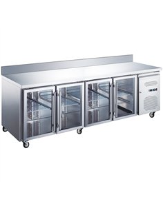 Commercial Refrigerated Counter with Upstand 4 glass doors Depth 700mm | Stalwart DA-RG42VGLASS