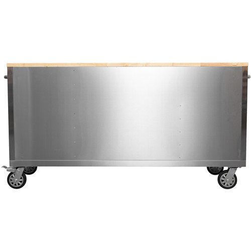 Widebody Heavy Duty 72&quot Stainless Steel Rolling Tool Chest with Wooden Worktop 17 Drawers 1978x610x1000mm Silver | Stalwart 