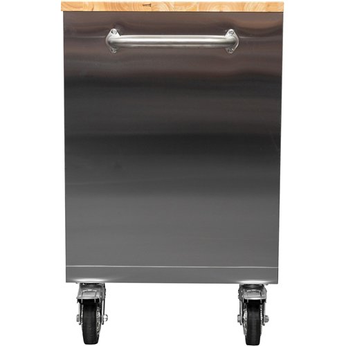 Widebody Heavy Duty 72&quot Stainless Steel Rolling Tool Chest with Wooden Worktop 17 Drawers 1978x610x1000mm Silver | Stalwart 