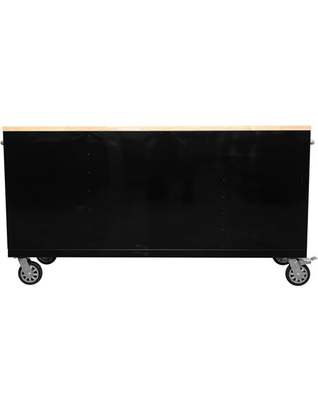 Widebody Heavy Duty 72&quot Steel Rolling Tool Chest with Wooden Worktop 17 Drawers 1978x610x1000mm Black | Stalwart DA-YZM108