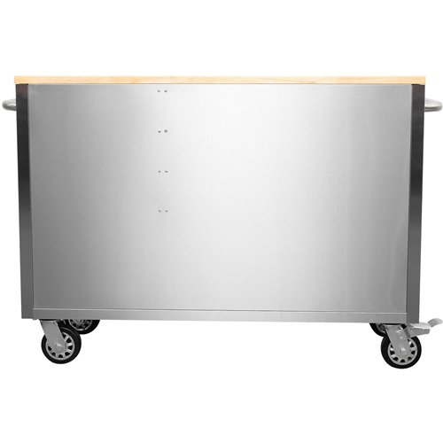Heavy Duty 48&quot Stainless Steel Rolling Tool Chest with Wooden Worktop 10 Drawers 1369x486x909mm Silver | Stalwart DA-YZM122