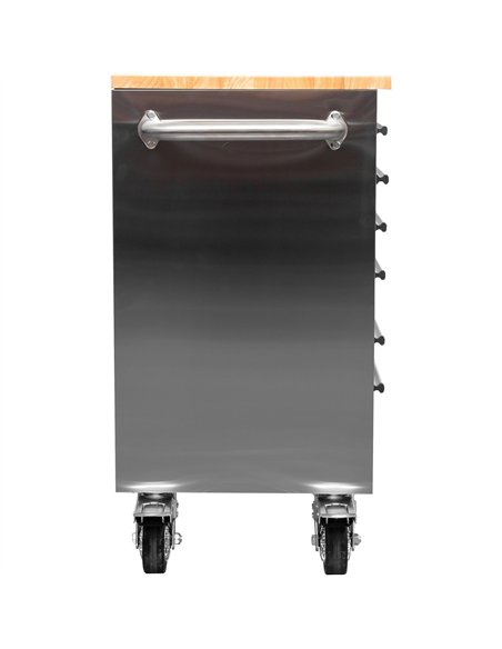 Heavy Duty 48&quot Stainless Steel Rolling Tool Chest with Wooden Worktop 10 Drawers 1369x486x909mm Silver | Stalwart DA-YZM122