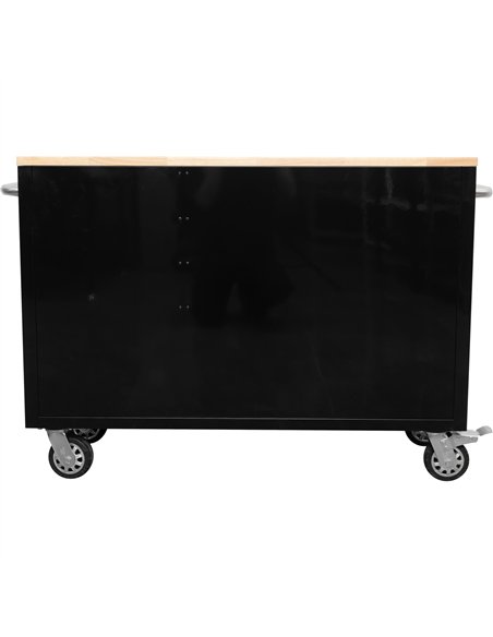 Heavy Duty 48&quot Steel Rolling Tool Chest with Wooden Worktop 10 Drawers 1369x486x909mm Black | Stalwart DA-YZM124