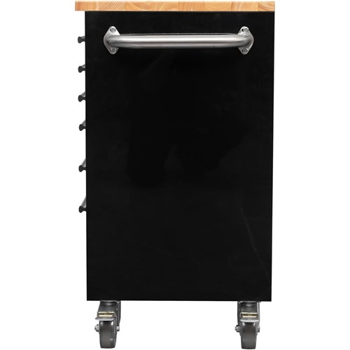 Heavy Duty 30&quot Steel Rolling Tool Chest with Wooden Worktop 6 Drawers 835x485x877mm Black | Stalwart DA-YZM132