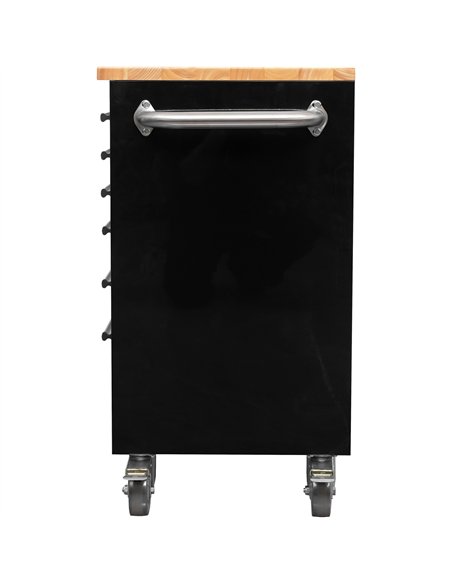 Heavy Duty 30&quot Steel Rolling Tool Chest with Wooden Worktop 6 Drawers 835x485x877mm Black | Stalwart DA-YZM132