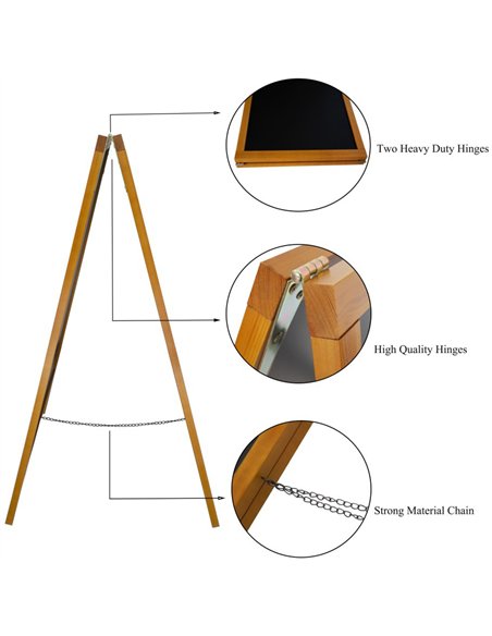 Pavement Chalk Board Beech Frame 710×690×1252mm | Stalwart DA-GWA226