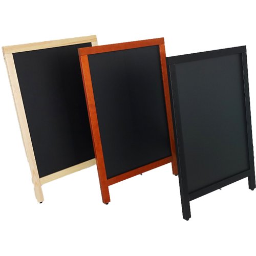 Single-Sided Pavement Chalk Board Natural Frame 550×850mm | Stalwart DA-GWA218