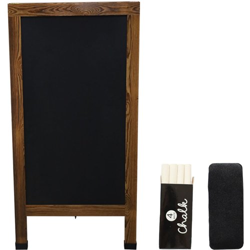 Pavement Chalk Board with Magnetic Surface Brown Frame 24&quot×48&quot (610×1219mm) | Stalwart DA-GWA274