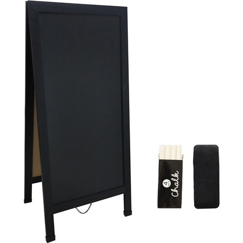 Pavement Chalk Board with Magnetic Surface Black Frame 27&quot×59&quot (686×1499mm) | Stalwart DA-GWA276