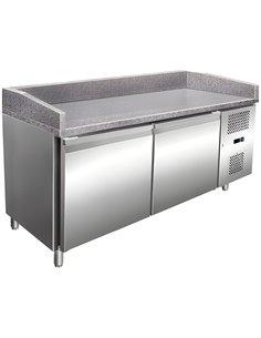 307 Ltr 2 Door Stainless Steel Refrigerated Prep Counter With Granite Top | Stalwart DA-NORCOLD850