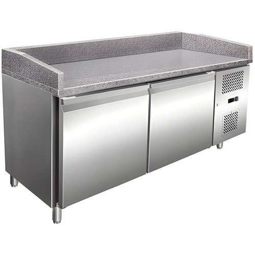 307 Ltr 2 Door Stainless Steel Refrigerated Prep Counter With Granite Top | Stalwart DA-NORCOLD850