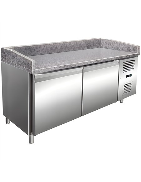 307 Ltr 2 Door Stainless Steel Refrigerated Prep Counter With Granite Top | Stalwart DA-NORCOLD850
