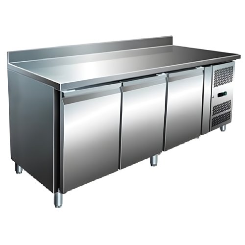 457 Ltr 3 Door Stainless Steel Refrigerated Prep Counter With Upstand | Stalwart DA-NORCOLD862