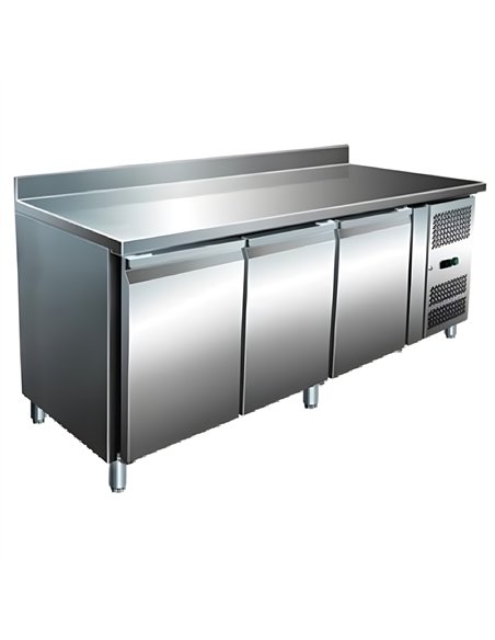 457 Ltr 3 Door Stainless Steel Refrigerated Prep Counter With Upstand | Stalwart DA-NORCOLD862