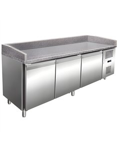 457 Ltr 3 Door Stainless Steel Refrigerated Prep Counter With Granite Top | Stalwart DA-NORCOLD868
