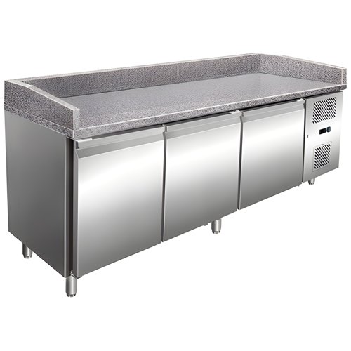 457 Ltr 3 Door Stainless Steel Refrigerated Prep Counter With Granite Top | Stalwart DA-NORCOLD868