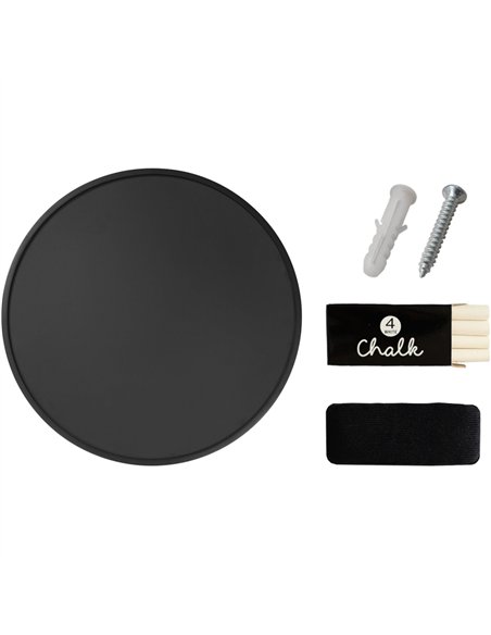 Wall-Mounted Circle Chalk Board with Magnetic Surface Black Frame ∅18&quot (457mm) | Stalwart DA-GWA296
