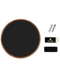 Wall-Mounted Circle Chalk Board with Magnetic Surface Brown Frame ∅18&quot (457mm) | Stalwart DA-GWA298 2