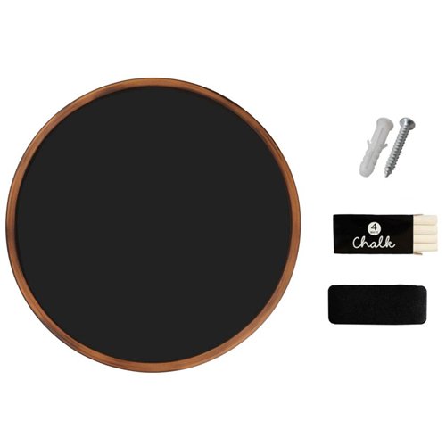 Wall-Mounted Circle Chalk Board with Magnetic Surface Brown Frame ∅24&quot (610mm) | Stalwart DA-GWA302