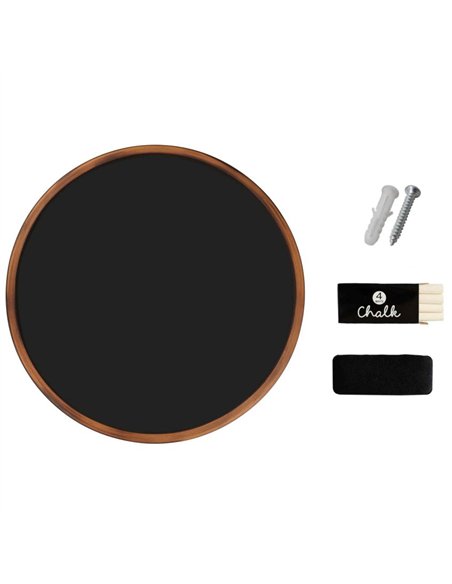 Wall-Mounted Circle Chalk Board with Magnetic Surface Brown Frame ∅24&quot (610mm) | Stalwart DA-GWA302