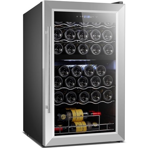 Professional Wine cooler Dual zone Stainless steel/Black 33 bottles | Stalwart DA-JC98D