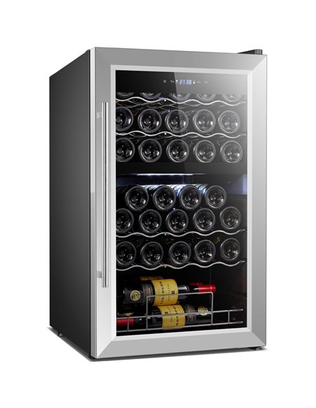 Professional Wine cooler Dual zone Stainless steel/Black 33 bottles | Stalwart DA-JC98D