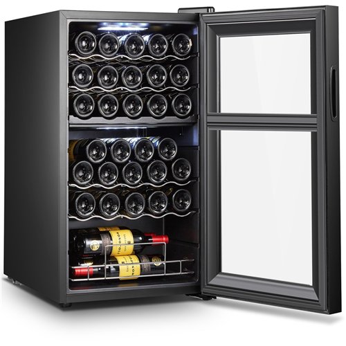 Professional Wine cooler Dual zone Stainless steel/Black 33 bottles | Stalwart DA-JC98D