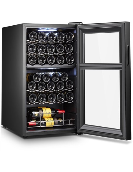 Professional Wine cooler Dual zone Stainless steel/Black 33 bottles | Stalwart DA-JC98D