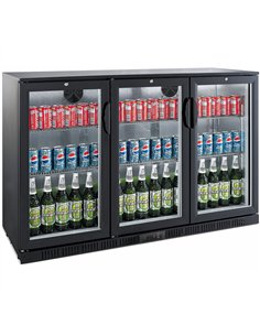 Back bar cooler 3 hinged doors 312 litres Black | 1335 x 510 x 895 2