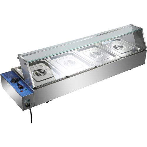 Commercial Bain Marie with Glass top sneeze guard 4xGN1/2 | Stalwart DA-HBM24