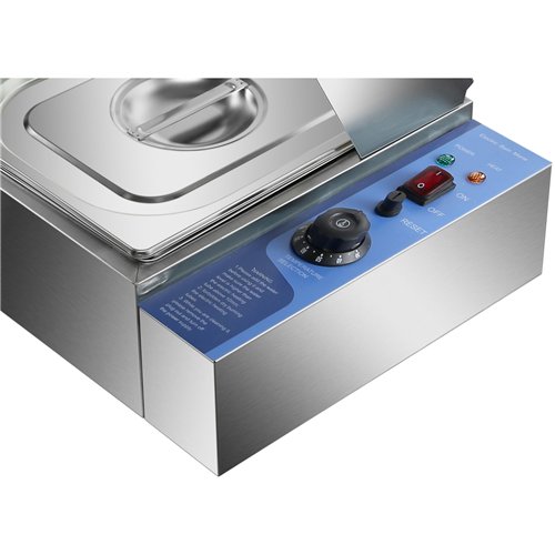 Commercial Bain Marie with Glass top sneeze guard 5xGN1/2 | Stalwart DA-HBM25