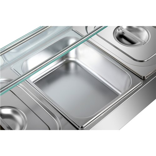 Commercial Bain Marie with Glass top sneeze guard 5xGN1/2 | Stalwart DA-HBM25
