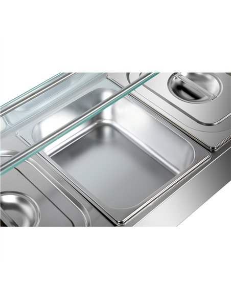 Commercial Bain Marie with Glass top sneeze guard 5xGN1/2 | Stalwart DA-HBM25