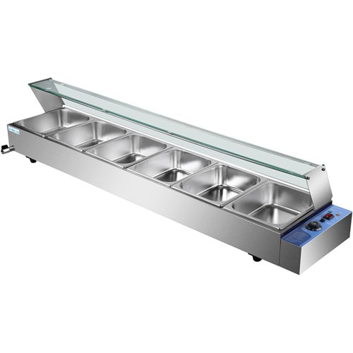 Commercial Bain Marie with Glass top sneeze guard 6xGN1/2 | Stalwart DA-HBM26