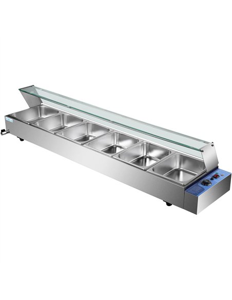 Commercial Bain Marie with Glass top sneeze guard 6xGN1/2 | Stalwart DA-HBM26