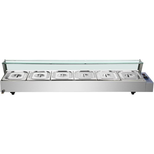 Commercial Bain Marie with Glass top sneeze guard 6xGN1/2 | Stalwart DA-HBM26