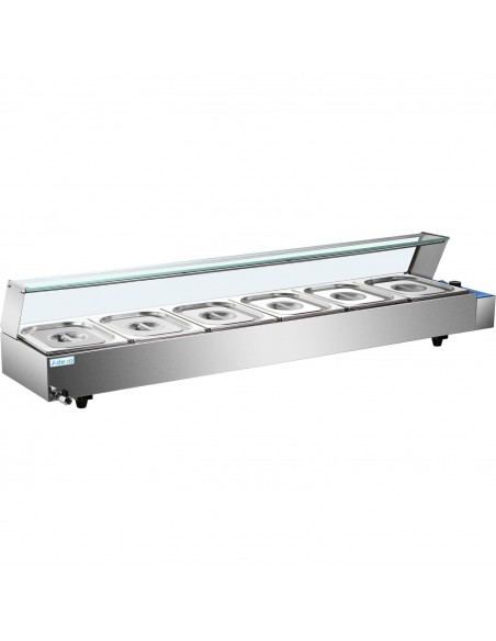 Commercial Bain Marie with Glass top sneeze guard 6xGN1/2 | Stalwart DA-HBM26